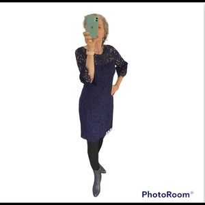 Ralph Lauren navy blue lace dress, fully lined.